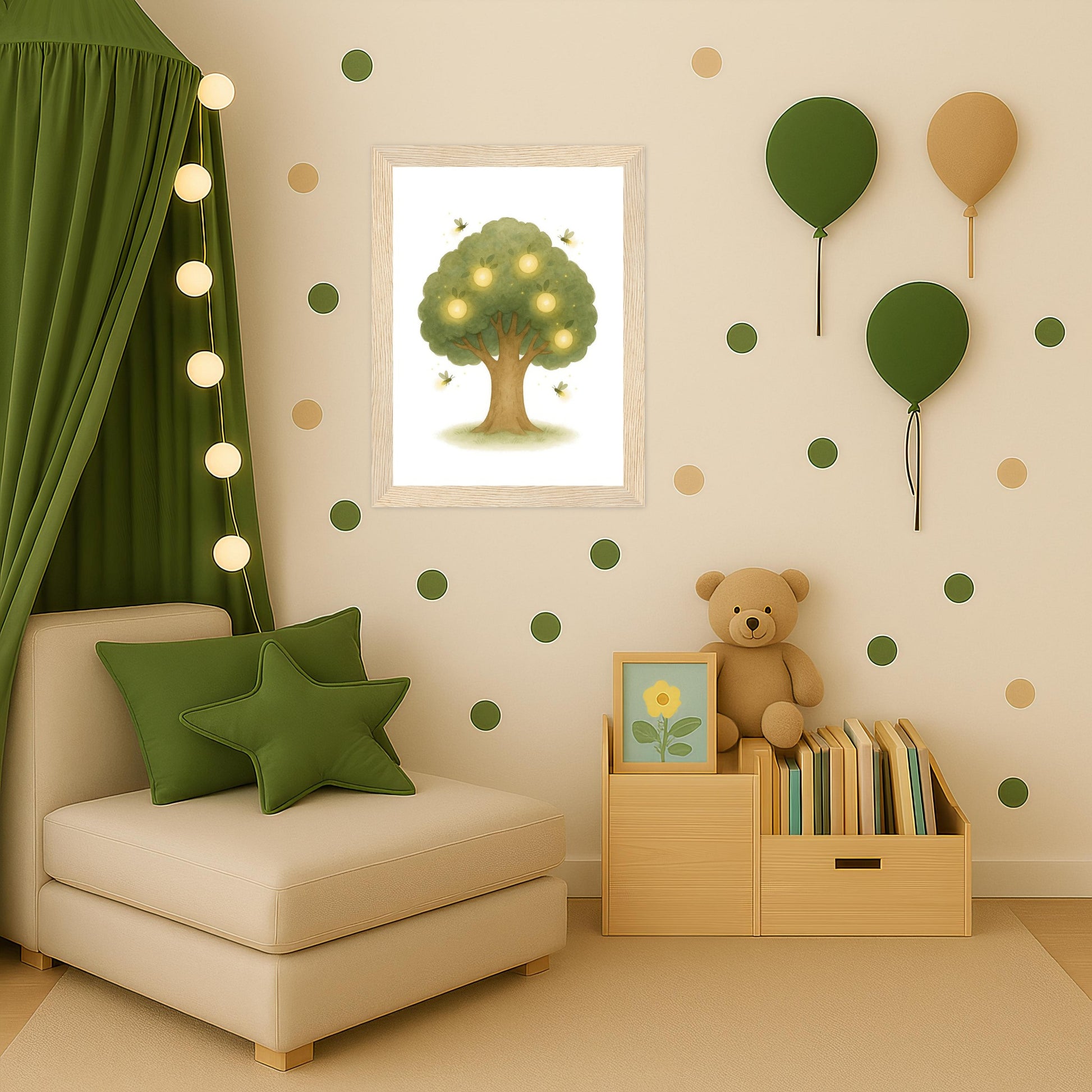 Leuchtbaum Poster mit Holzrahmen von tinylearner