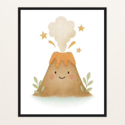 Vulkan Poster mit Holzrahmen von tinylearner