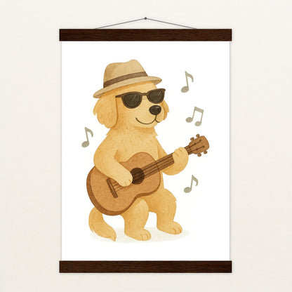Hugo der Hund - Motiv: "Gitarre" Poster mit Leisten von tinylearner