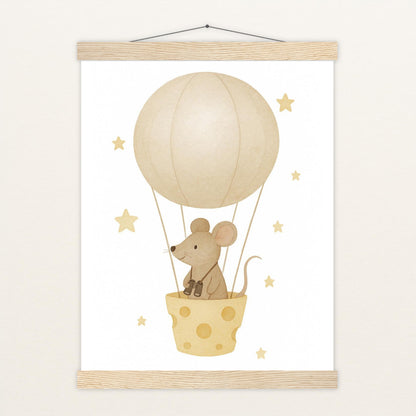 Mimi die Maus - Motiv: "Heißluftballon" Poster mit Leisten von tinylearner
