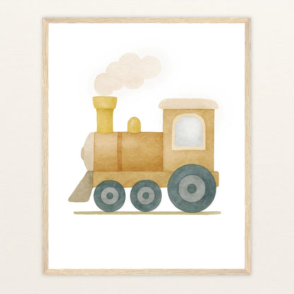 Lokomotive Poster mit Holzrahmen von tinylearner