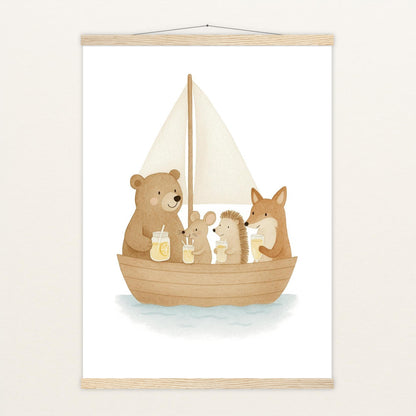 Tierfreunde - Motiv: "Segelschiff" Poster mit Leisten von tinylearner