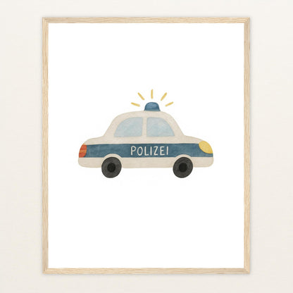 Polizei Poster mit Holzrahmen von tinylearner