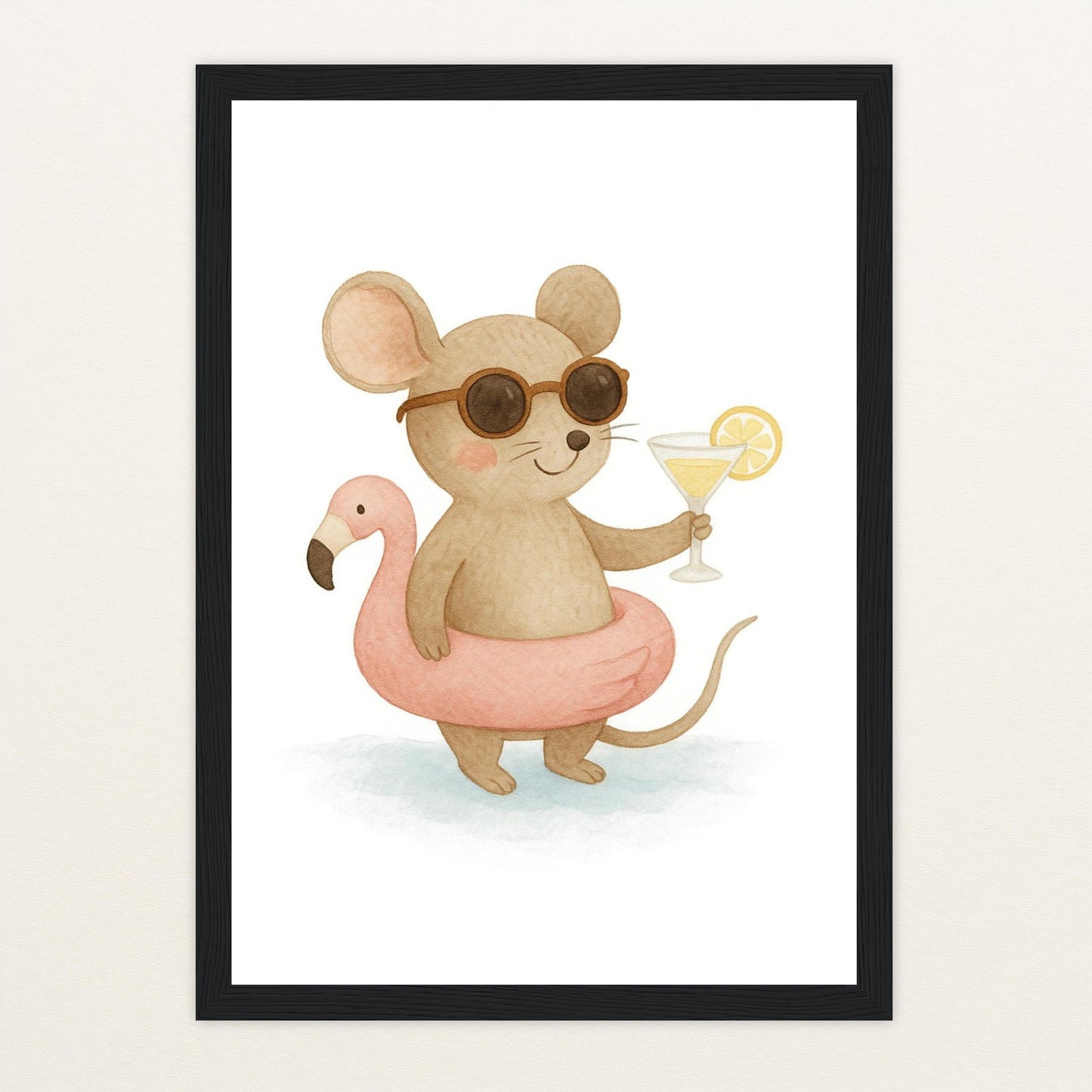 Mimi die Maus - Motiv: "Pooltag" Poster mit Holzrahmen von tinylearner