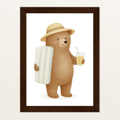 Balu der Bär - Motiv: "Strandtag" Poster mit Holzrahmen von tinylearner