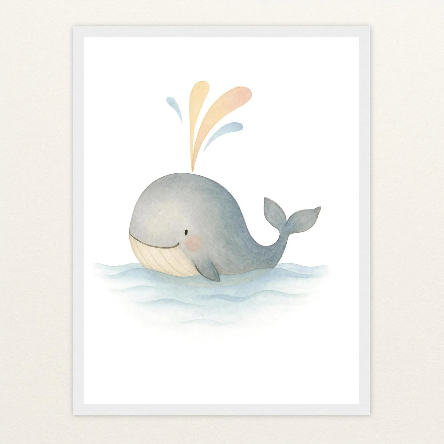 Willi der Wal - Motiv: "Freude" Poster mit Holzrahmen von tinylearner