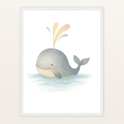 Willi der Wal - Motiv: "Freude" Poster mit Holzrahmen von tinylearner