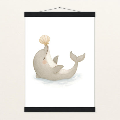 Dora der Delfin - Motiv: "Muschel" Poster mit Leisten von tinylearner
