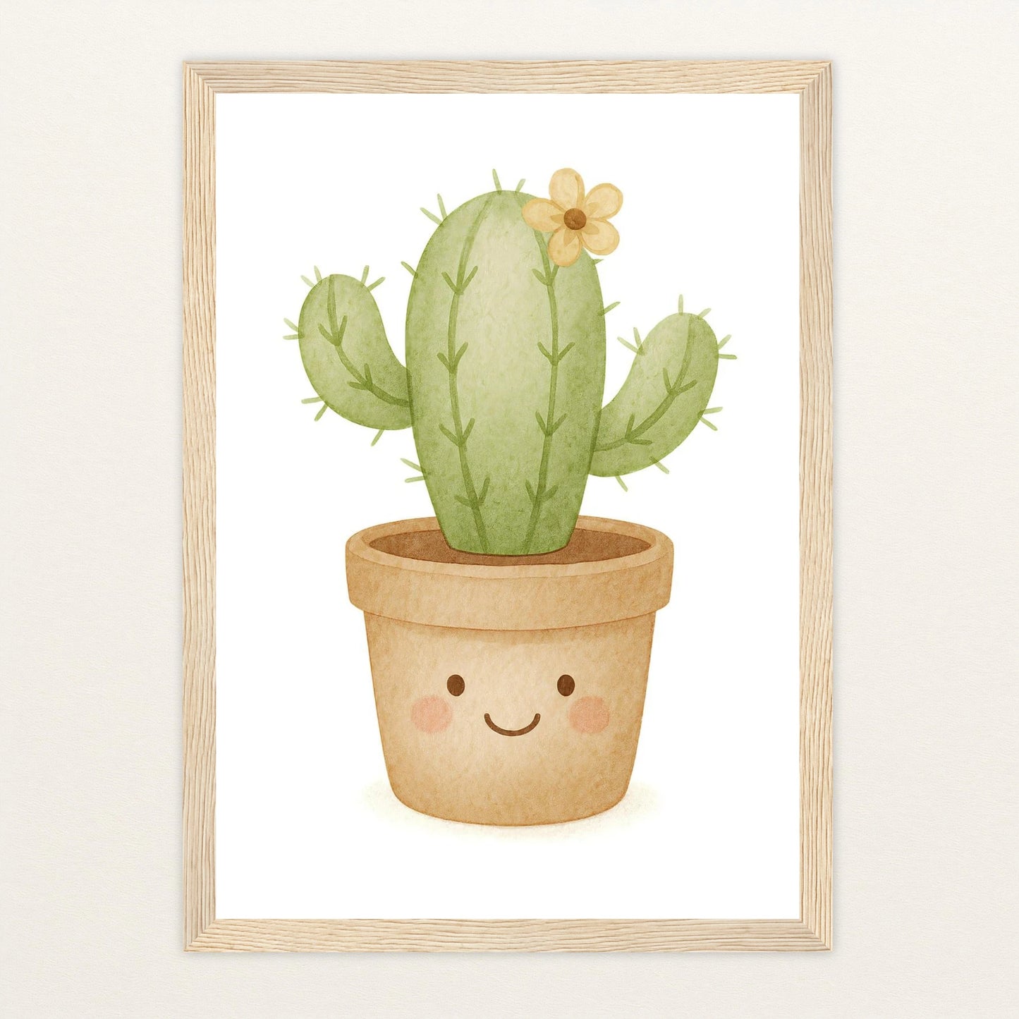 Kaktus Poster mit Holzrahmen von tinylearner