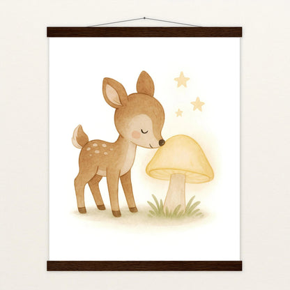 Ria das Reh - Motiv: "Leuchtpilz" Poster mit Leisten von tinylearner