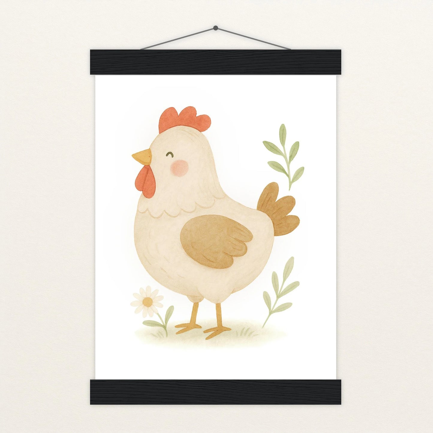 Hanni das Huhn Poster mit Leisten von tinylearner