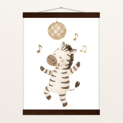 Zinni das Zebra - Motiv: "Tanzen" Poster mit Leisten von tinylearner