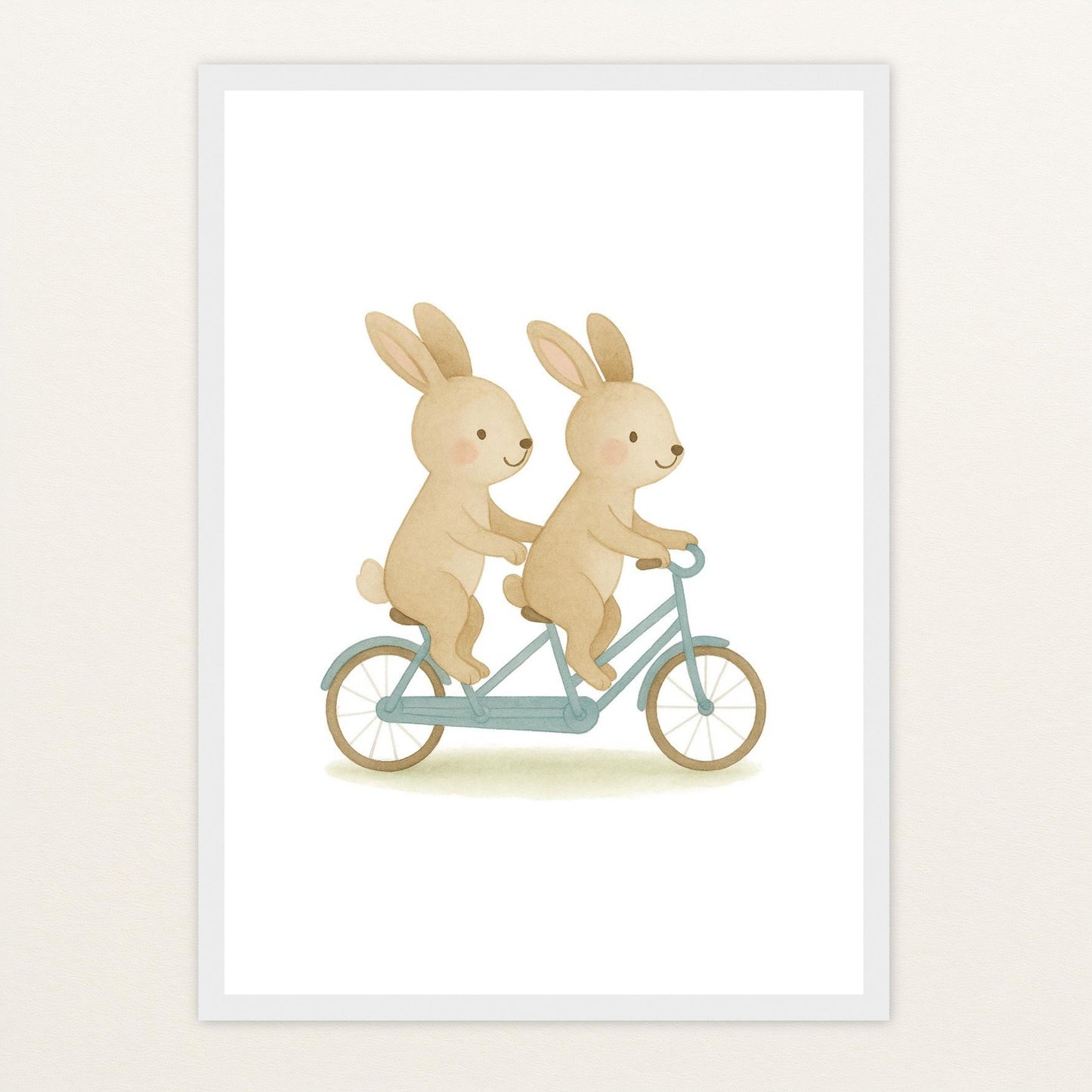 Holly der Hase - Motiv: "Tandem" Poster mit Holzrahmen von tinylearner