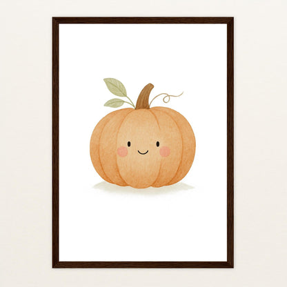 Gemüse: Kürbis Poster mit Holzrahmen von tinylearner