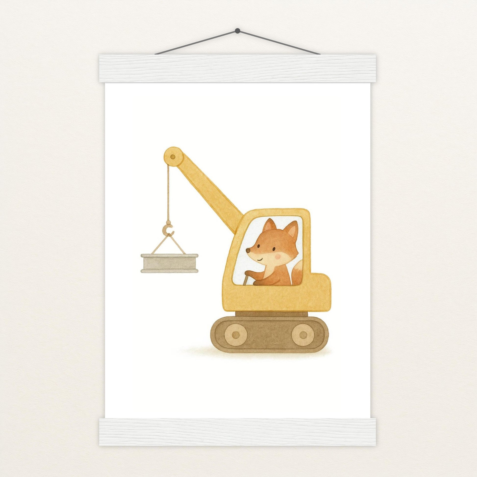 Finnegan der Fuchs - Motiv: "Kran" Poster mit Leisten von tinylearner