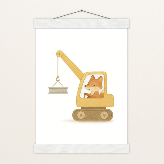 Finnegan der Fuchs - Motiv: "Kran" Poster mit Leisten von tinylearner