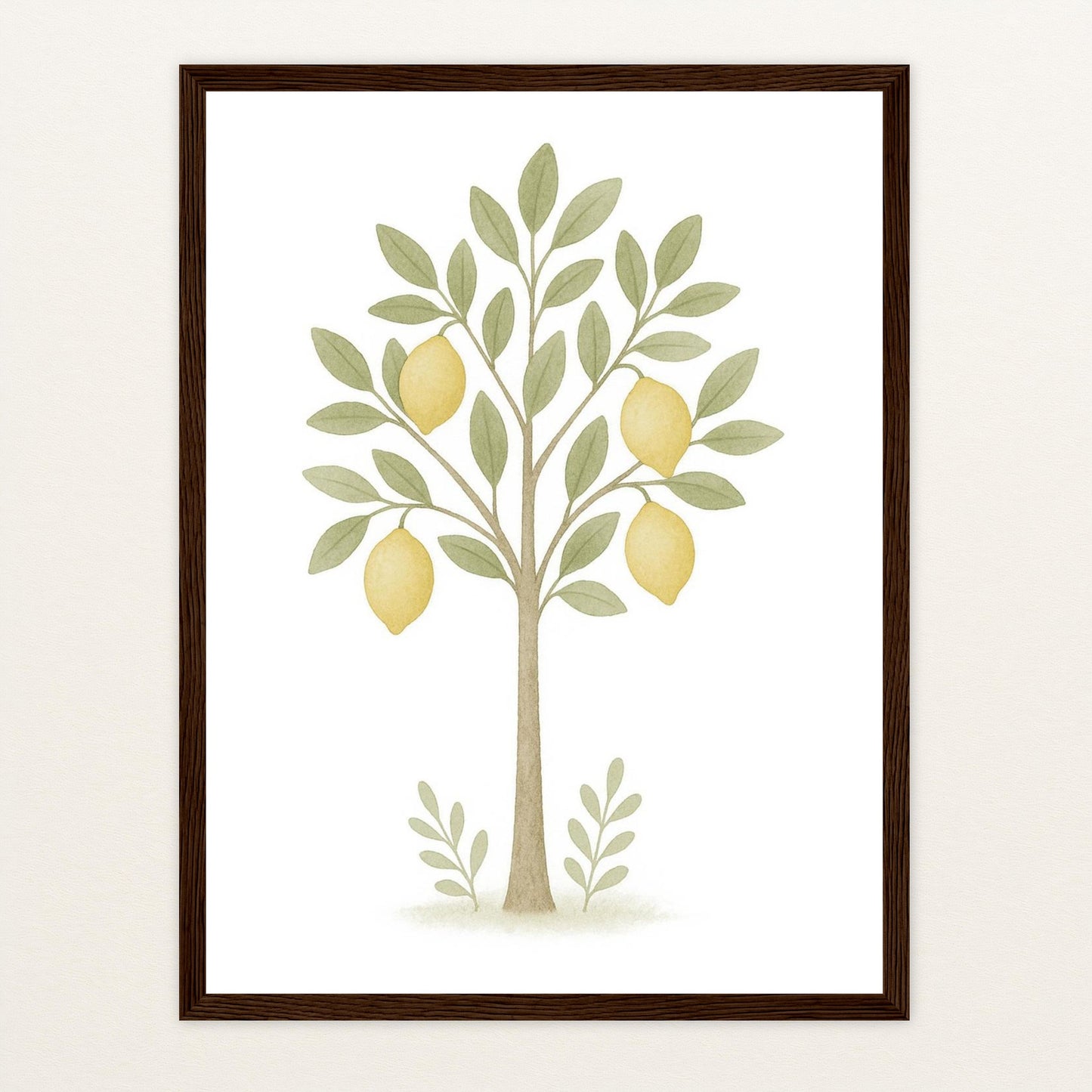 Zitronenbaum Poster mit Holzrahmen von tinylearner