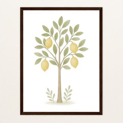 Zitronenbaum Poster mit Holzrahmen von tinylearner