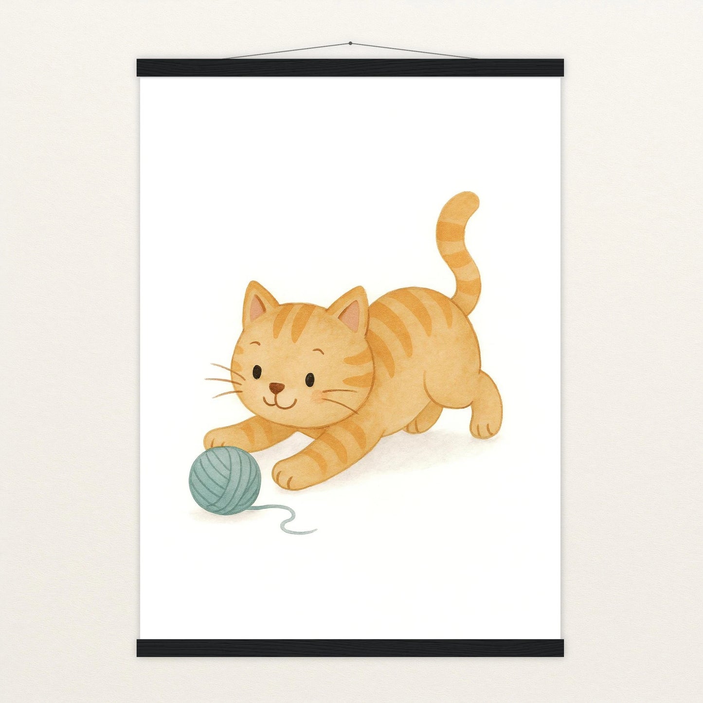 Kira die Katze - Motiv: "Wolle" Poster mit Leisten von tinylearner