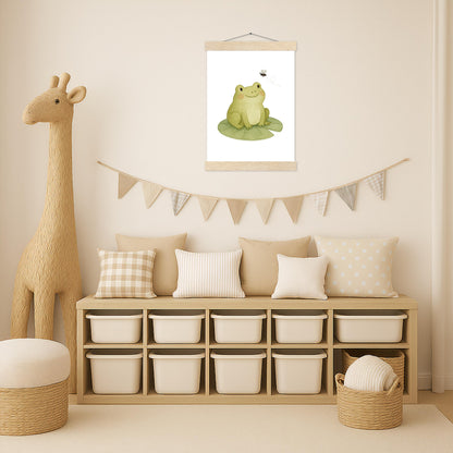 Flocke der Frosch - Motiv: "Fliege" Poster mit Leisten von tinylearner