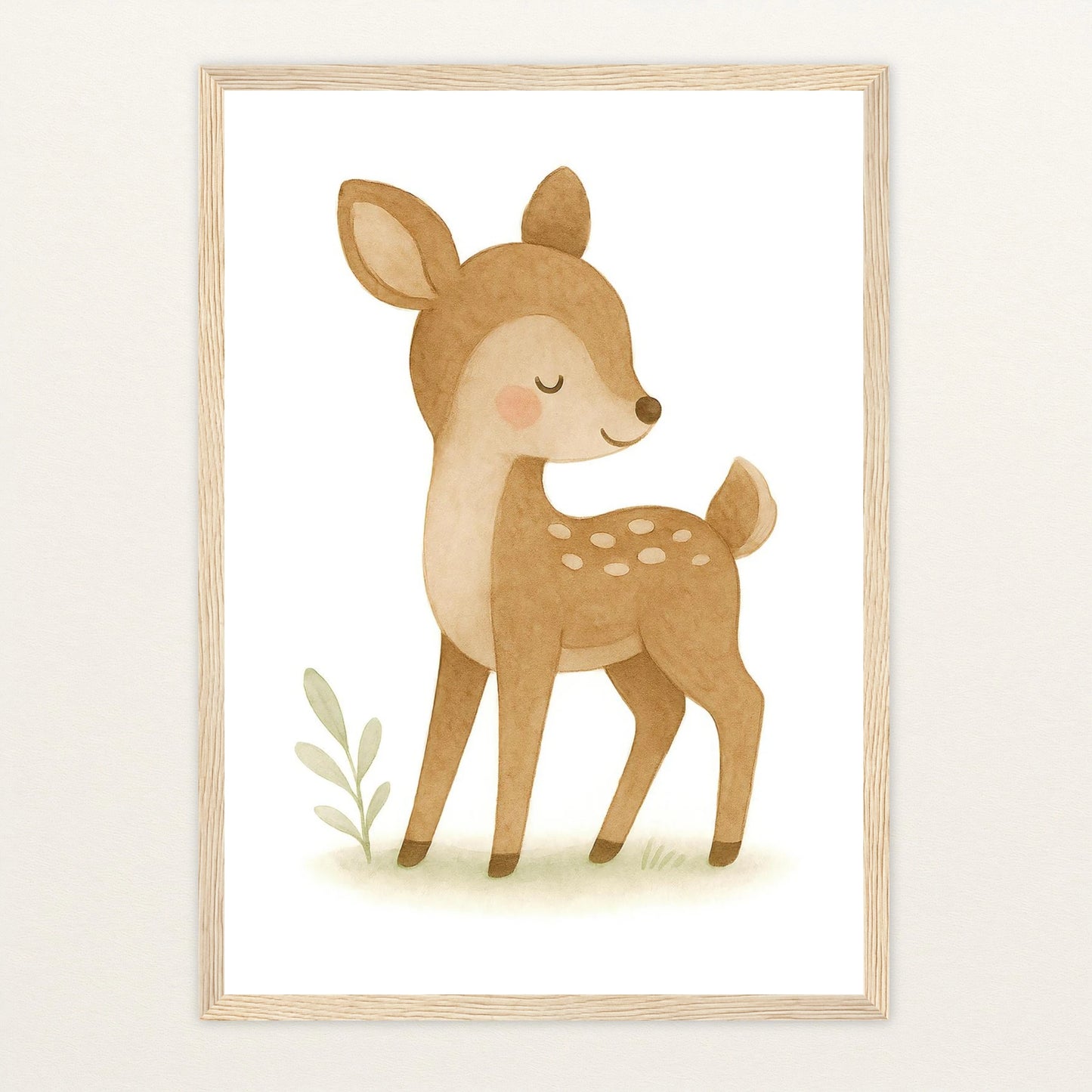 Ria das Reh Poster mit Holzrahmen von tinylearner