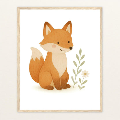 Finnegan der Fuchs Poster mit Holzrahmen von tinylearner
