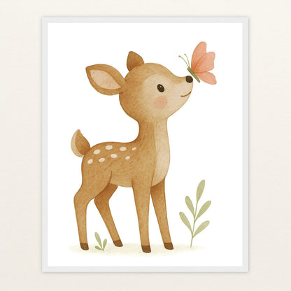 Ria das Reh - Motiv: "Schmetterling" Poster mit Holzrahmen von tinylearner
