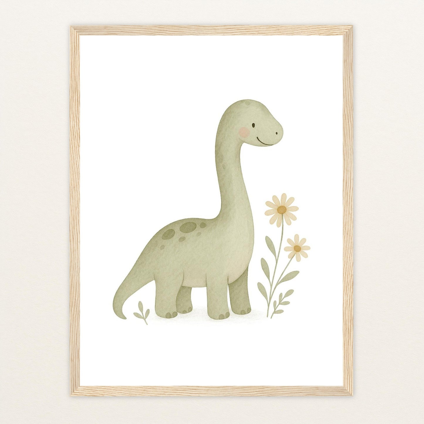 Dinosaurier Brachiosaurus Poster mit Holzrahmen von tinylearner