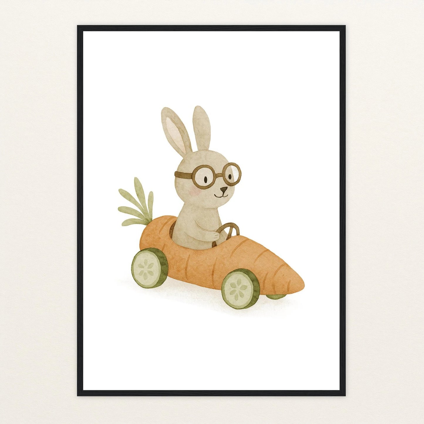 Holly der Hase - Motiv: "Rennmöhre" Poster mit Holzrahmen von tinylearner