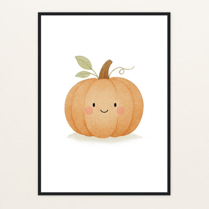 Gemüse: Kürbis Poster mit Holzrahmen von tinylearner