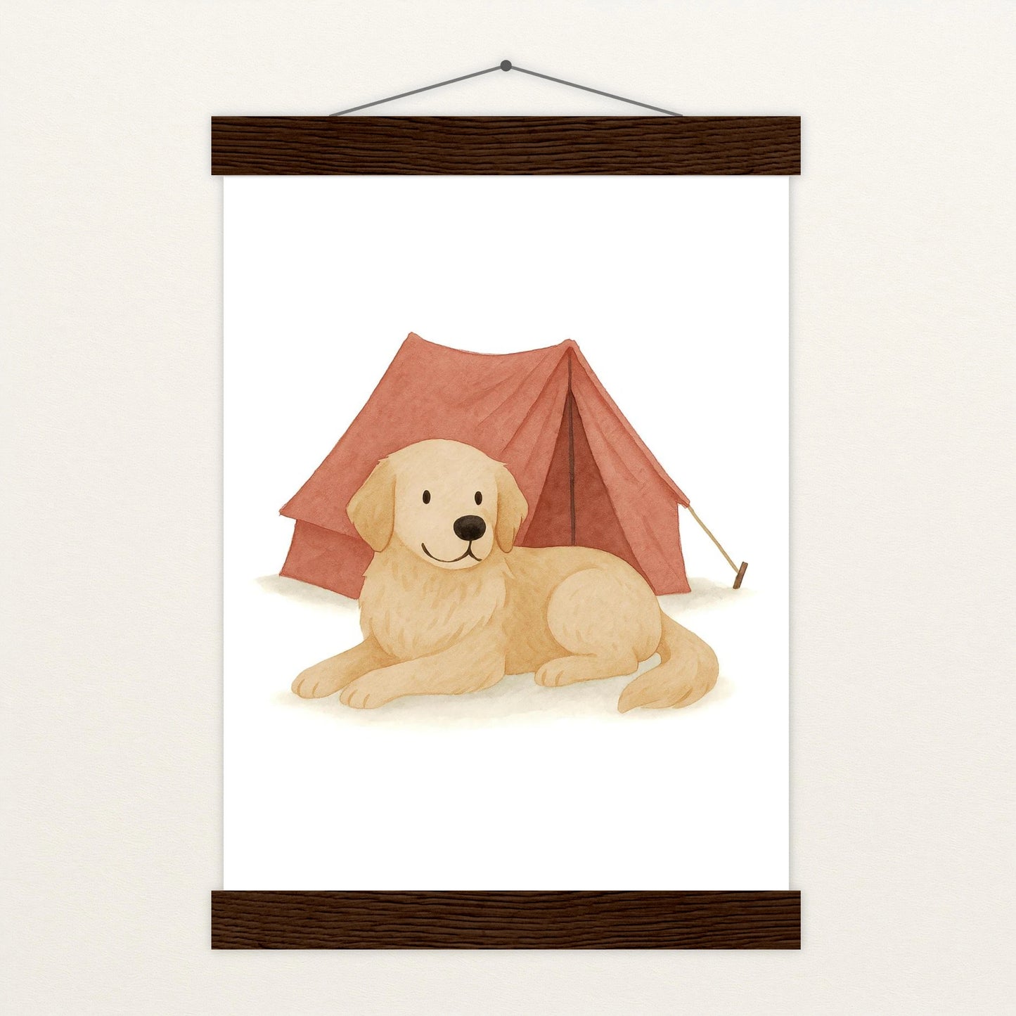 Hugo der Hund - Motiv: "Zelt" Poster mit Leisten von tinylearner