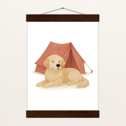 Hugo der Hund - Motiv: "Zelt" Poster mit Leisten von tinylearner