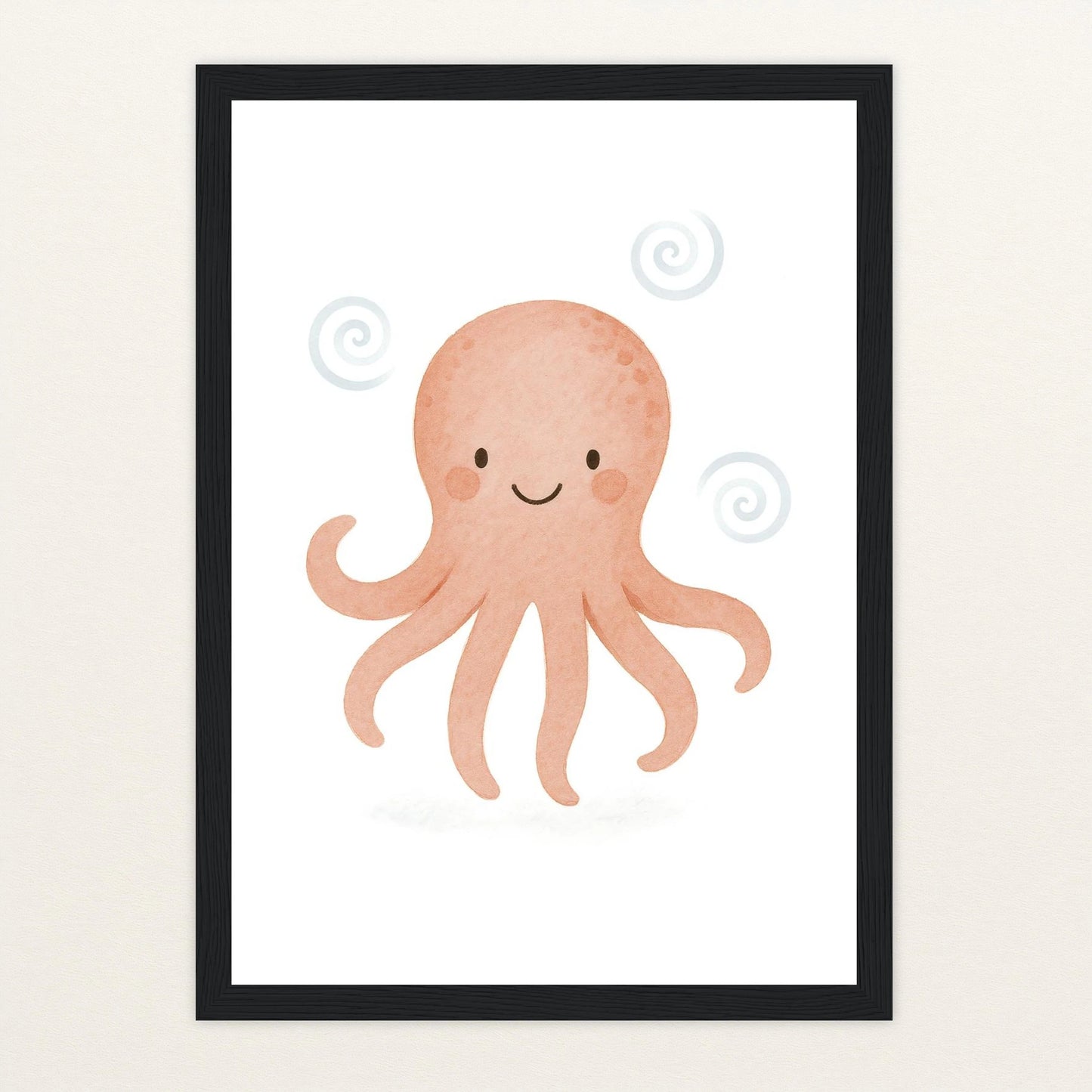 Tilli der Tintenfisch Poster mit Holzrahmen von tinylearner