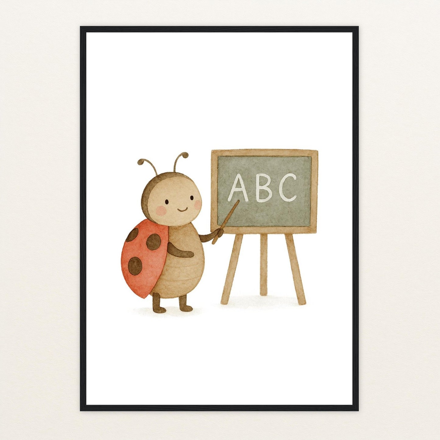 Marie der Marienenkäfer - Lehrer Poster mit Holzrahmen von tinylearner