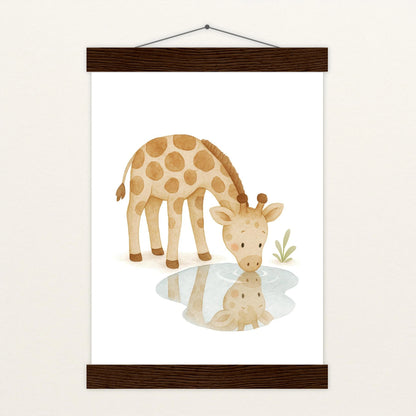 Greta die Giraffe - Motiv: "Trinken" Poster mit Leisten von tinylearner