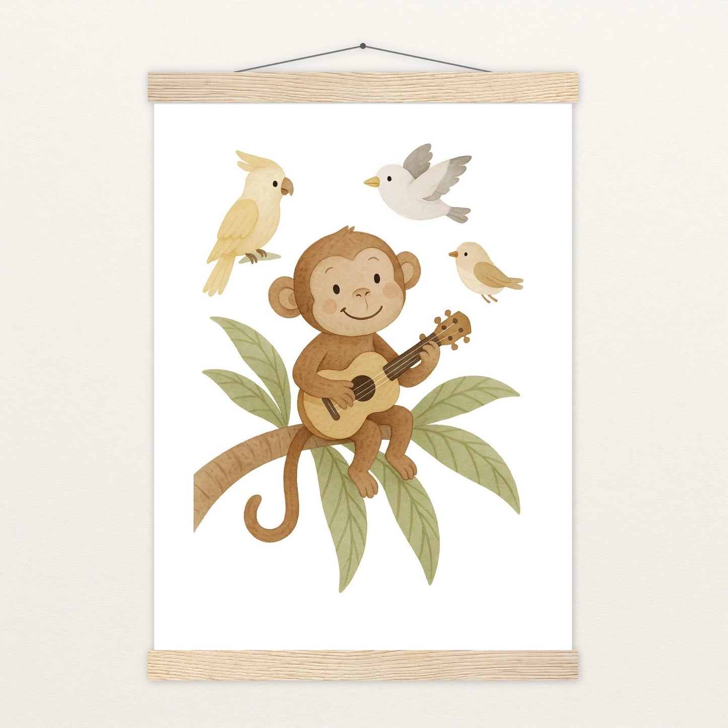 Aki der Affe - Motiv: "Ukulele" Poster mit Leisten von tinylearner