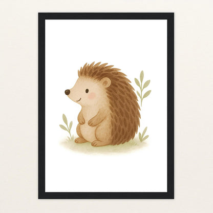Iggi der Igel Poster mit Holzrahmen von tinylearner