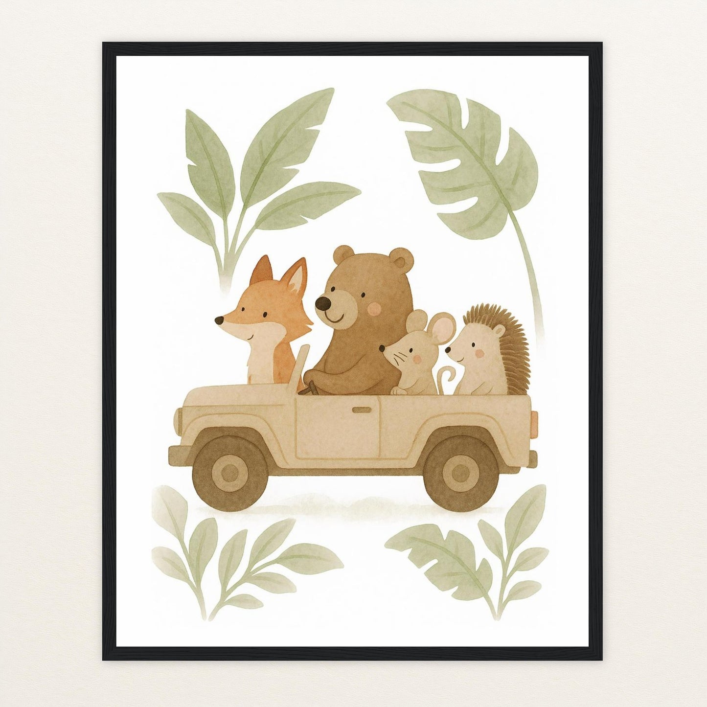 Tierfreunde - Motiv: "Safari" Poster mit Holzrahmen von tinylearner