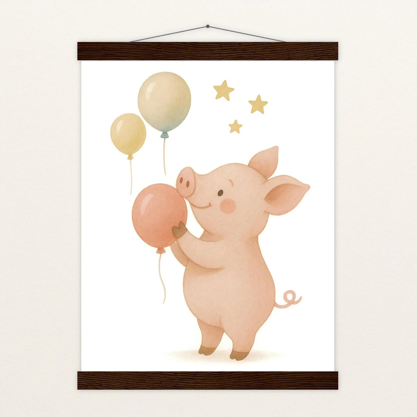 Susi das Schwein - Motiv: "Ballons" Poster mit Leisten von tinylearner