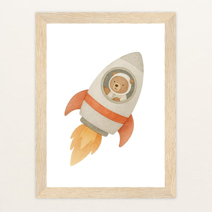 Balu der Bär - Motiv: "Rakete" Poster mit Holzrahmen von tinylearner