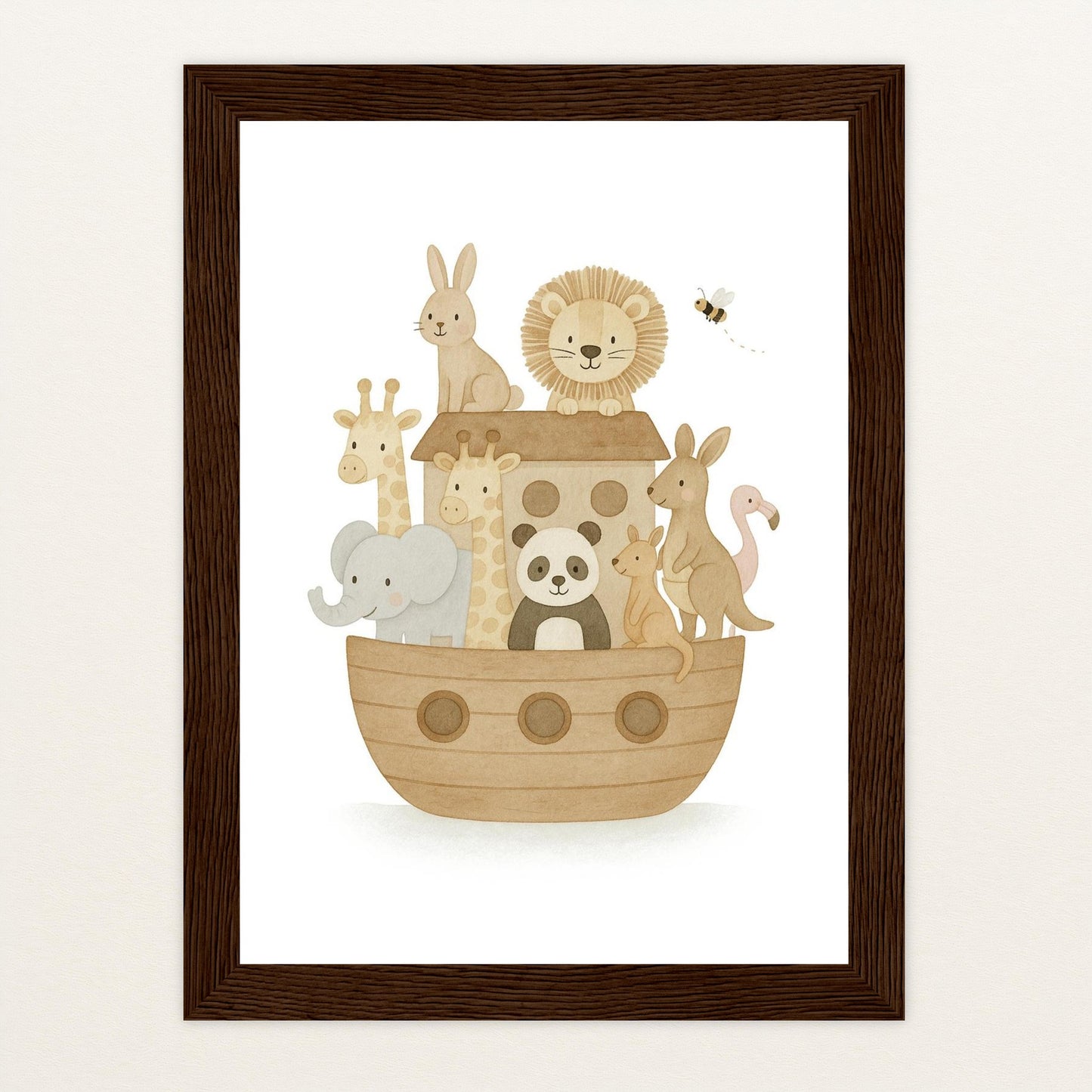 Tierfreunde - Motiv: "Arche Noah" Poster mit Holzrahmen von tinylearner