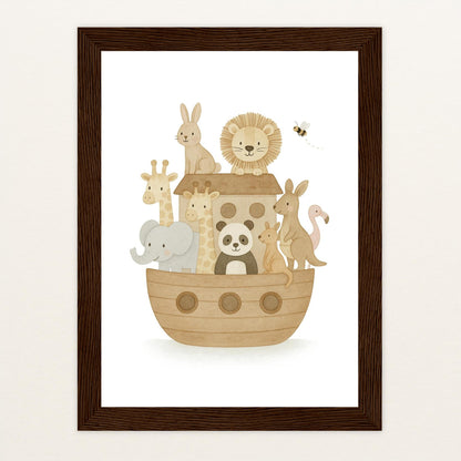 Tierfreunde - Motiv: "Arche Noah" Poster mit Holzrahmen von tinylearner