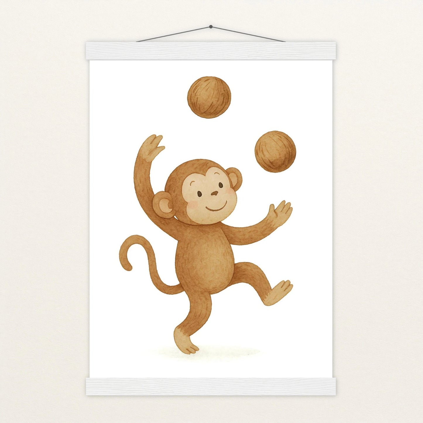 Aki der Affe - Motiv: "Kokosnuss" Poster mit Leisten von tinylearner