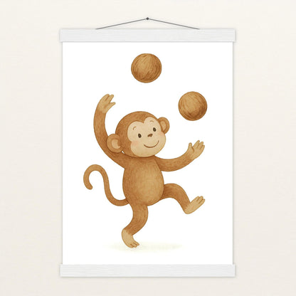 Aki der Affe - Motiv: "Kokosnuss" Poster mit Leisten von tinylearner