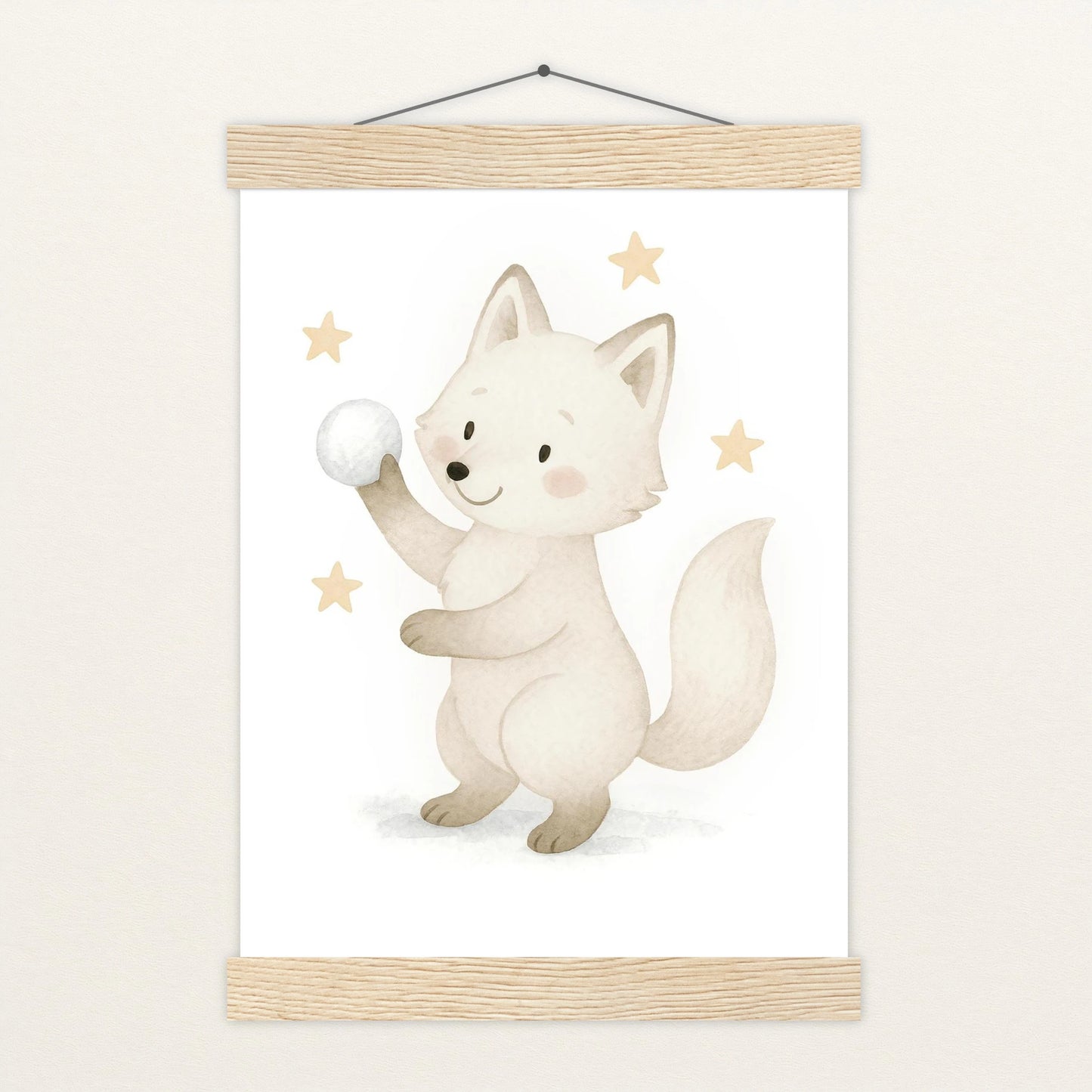 Pino der Polarfuchs - Motiv: "Schneeball" Poster mit Leisten von tinylearner