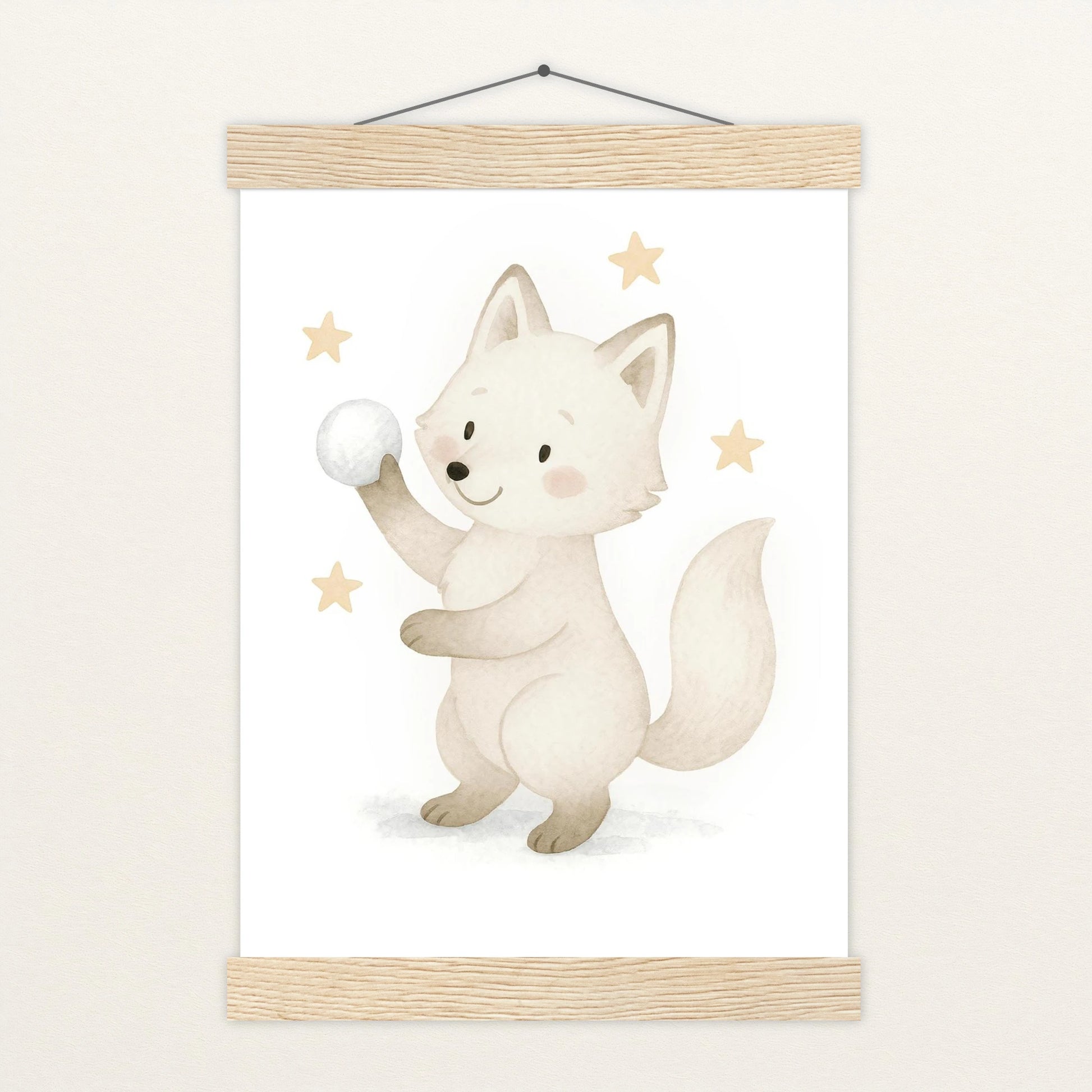 Pino der Polarfuchs - Motiv: "Schneeball" Poster mit Leisten von tinylearner