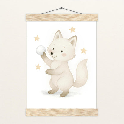 Pino der Polarfuchs - Motiv: "Schneeball" Poster mit Leisten von tinylearner
