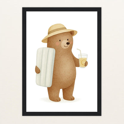 Balu der Bär - Motiv: "Strandtag" Poster mit Holzrahmen von tinylearner