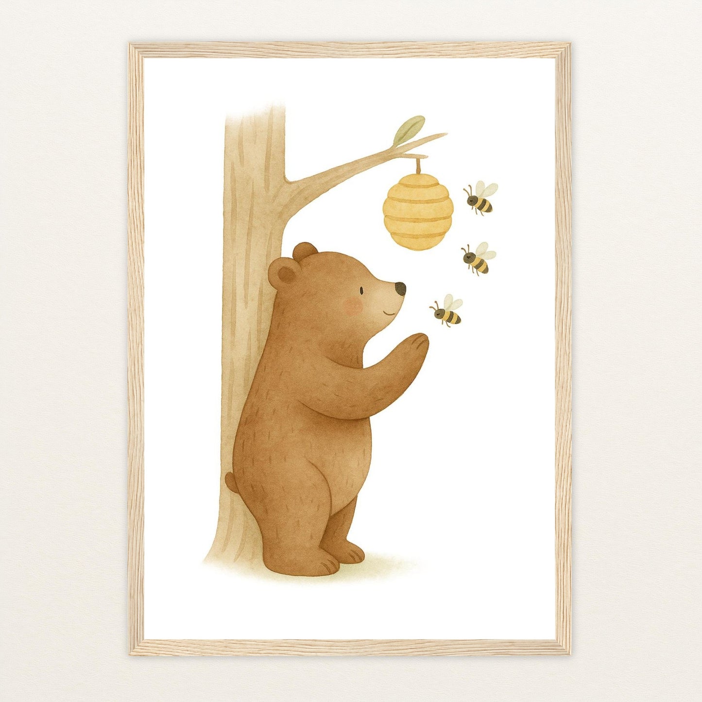Balu der Bär - Motiv: "Bienenstock" Poster mit Holzrahmen von tinylearner