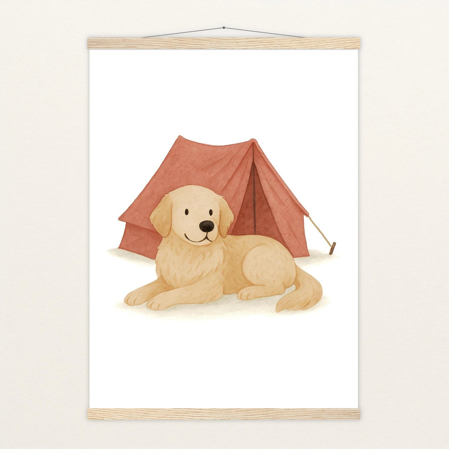 Hugo der Hund - Motiv: "Zelt" Poster mit Leisten von tinylearner